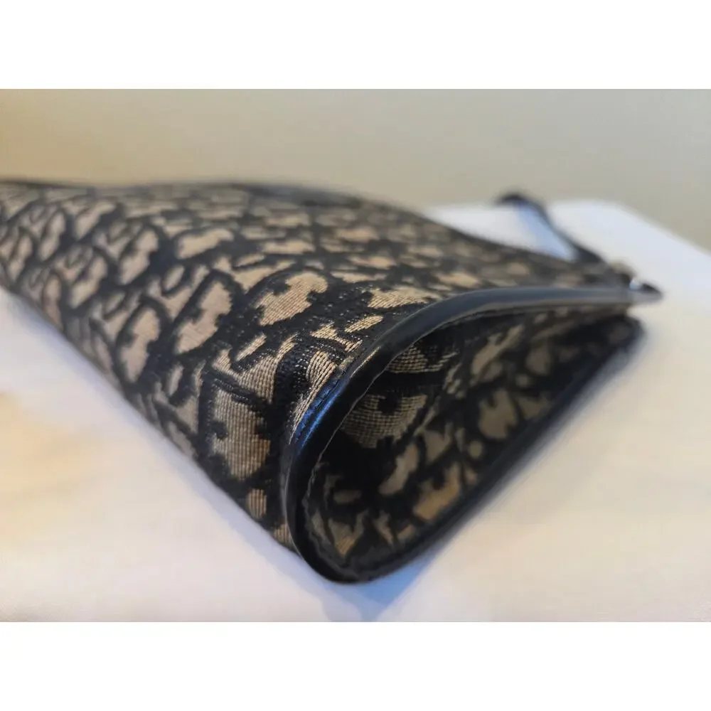 Christian Dior Trotter Monogram Shoulder Bag Navy Canvas CD Logo Vintage - Picture 8 of 16